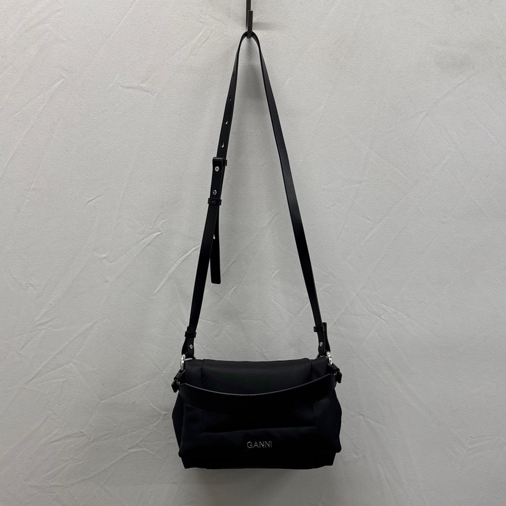 Ganni Pillow Flap Elegant Black Crossbody Bag